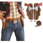 Cartuchera marron doble con 2 pistolas vaquero