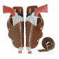 Cartuchera marron doble con 2 pistolas vaquero