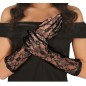 Guantes calados de encaje negro 38 cm