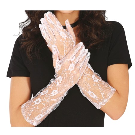 Guantes calados blancos 38 cms de encaje