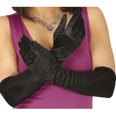 Guantes negros satinados 51 cm largos-El Informal Santander
