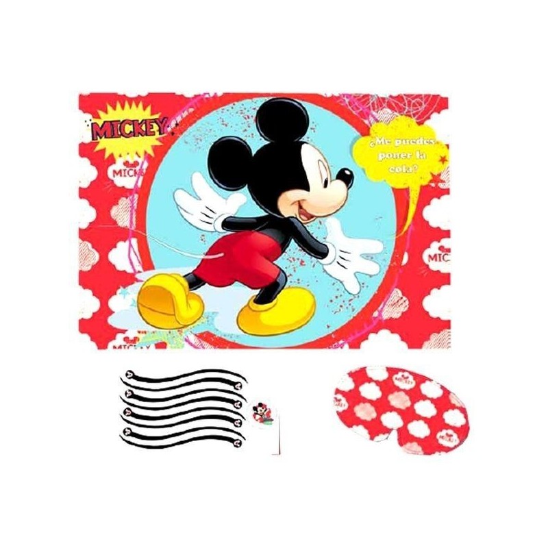 Juego ponle la cola a Mickey mouse con antifaz