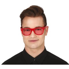 Gafas pasta rojas con cristales rojos