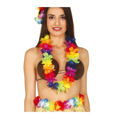 Collar hawaiano multicolor barato para fiesta