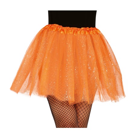 Tutu naranja con brillantina glitter 40 cm-El Informal