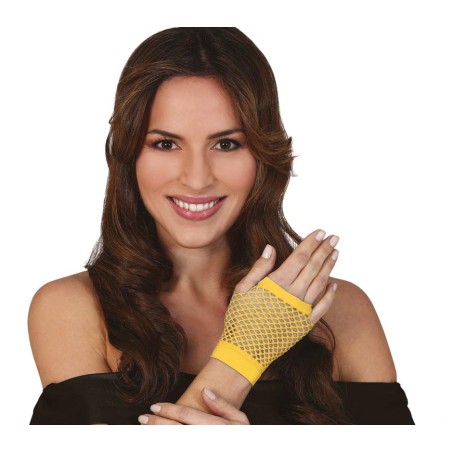 Guantes malla amarillo rejilla cortos 11 cm