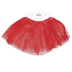 Tutu infantil rojo con brillantina para niña 30 cm-El Informal Santander