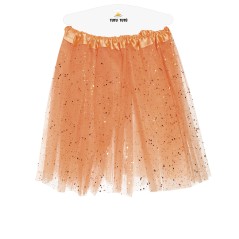 Tutu naranja con brillantina glitter 40 cm-El Informal