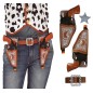 Cartuchera vaquera marron doble con pistolas de 20 cm