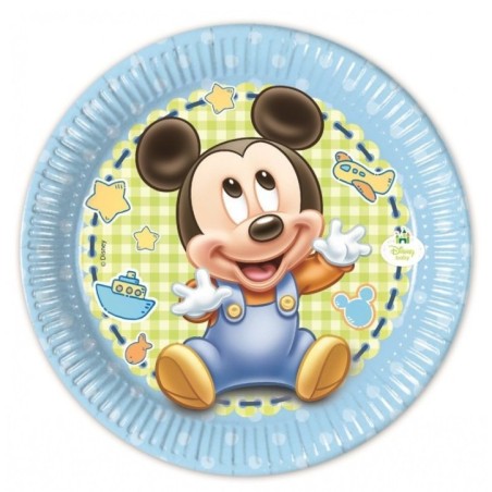 Platos Mickey bebe para cumpleaños 20 cm 8 uds