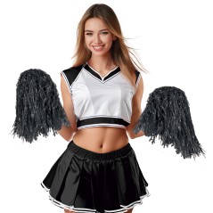 Pom pom negros 2 unidades 80 gr animadora
