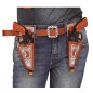 Cartuchera vaquera marron doble con pistolas de 20 cm