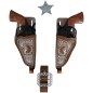 Cartuchera vaquera marron doble con pistolas de 20 cm
