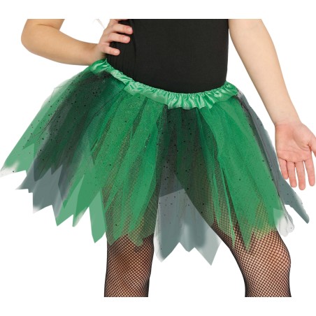 Tutu infantil bruja negro y verde con brillantina para niña 30 cm-El Informal Santander