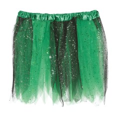 Tutu infantil bruja negro y verde con brillantina para niña 30 cm-El Informal Santander