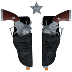 Cartuchera vaquera negra doble con pistolas de 24 cm-El Informal Santander