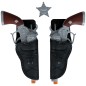 Cartuchera vaquera negra doble con pistolas de 24 cm