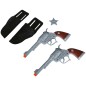 Cartuchera vaquera negra doble con pistolas de 24 cm