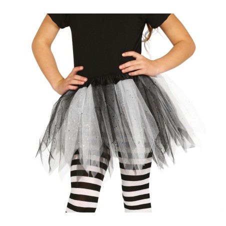 Tutu infantil brillante blanco y negro 30 cm infantil