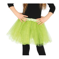 Tutu infantil verde con brillantina para niña 30 cm