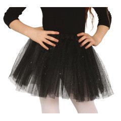 Tutu infantil negro con brillantina para niña 30 cm-El Informal Santander