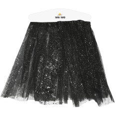 Tutu infantil negro con brillantina para niña 30 cm-El Informal Santander