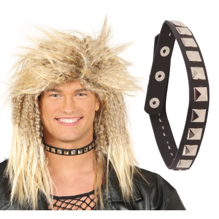 Collar rokero negro con metal punkie 44 cm-El Informal Santander