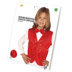 Chaleco Rojo infantil con lentejuelas para niño-El Informal Santander