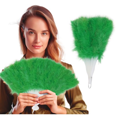 Abanico plumas verde 16 palas-El Informal Santander