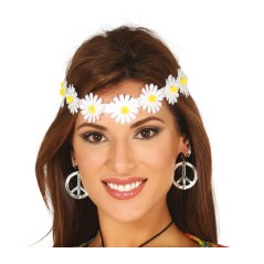 Diadema hippie margaritas blancas cinta pelo