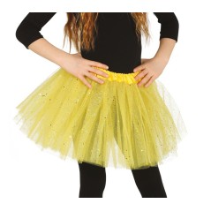 Tutu infantil amarillo con brillantina para niña 31 cm
