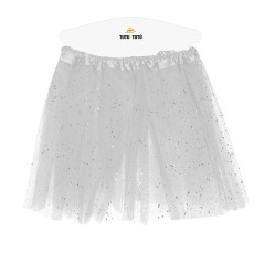 Tutu infantil blanco con brillantina para niña 30 cm-El Informal Santander