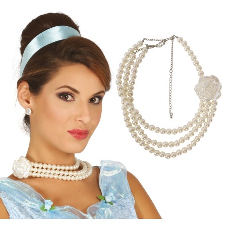 Collar perlas con flor años 20-El Informal Santander