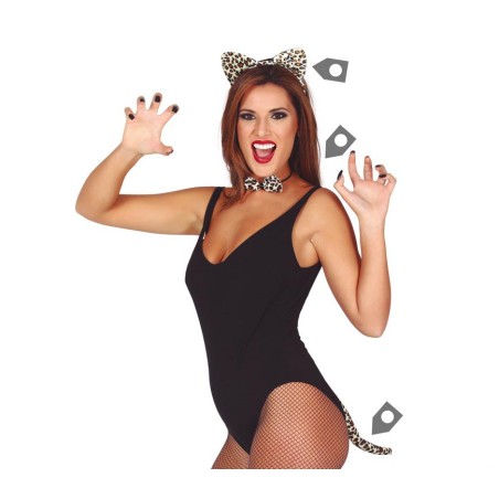 Conjunto leopardo 3 piezas diadema cola pajarita-El Informal Santander