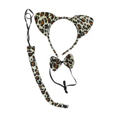 Conjunto leopardo 3 piezas diadema cola pajarita-El Informal Santander