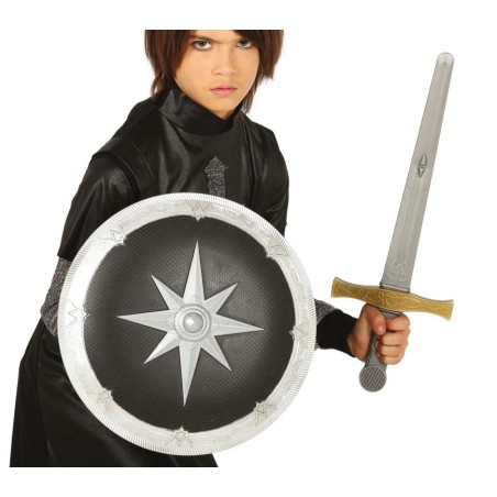 Escudo medieval de 35 cm y espada 50 cm medieval infantil