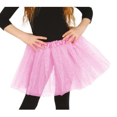 Tutu infantil rosa con brillantina para niña 30 cm-El Informal Santander