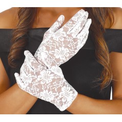 Guantes blancos calados 22 cm cortos-El Informal Santander