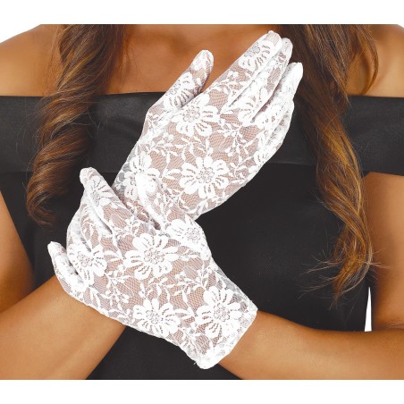 Guantes blancos calados 22 cm cortos-El Informal Santander