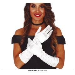 Guantes blancos arrugados 40 cm largos