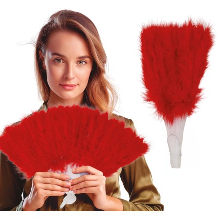 Abanico plumas rojo  16 palas-El Informal Santander