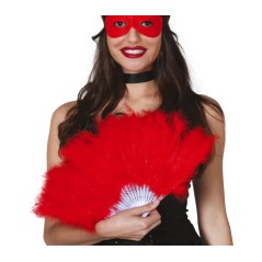 Abanico plumas rojo  16 palas