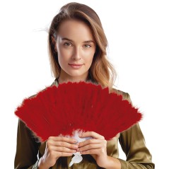Abanico plumas rojo  16 palas-El Informal Santander