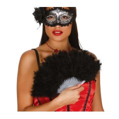 Abanico plumas negro 16 palas