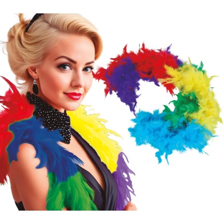 Boa multicolor plumas arcoiris 180 mt 40 gr años 20 charleston- El Informal Santander