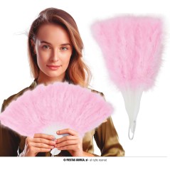 Abanico plumas rosa 16 palas-El Informal Santander