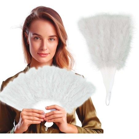 Abanico plumas blanco 16 palas-El Informal Santander
