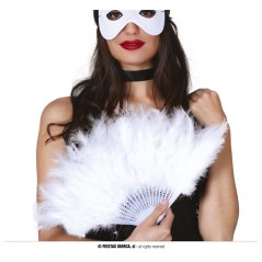 Abanico plumas blanco 16 palas