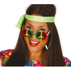 Gafas hippie simbolo paz multicolor años 60