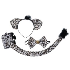 Conjunto leopardo 3 piezas diadema cola pajarita-El Informal Santander
